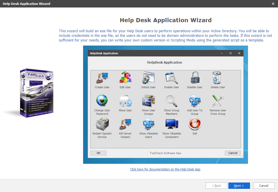 Help Desk application feature select