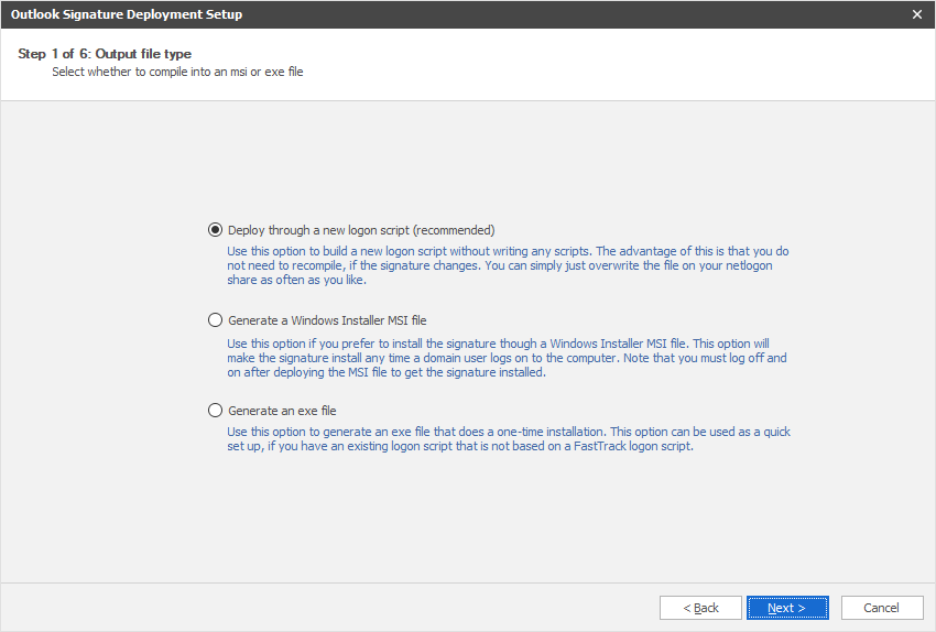 Microsoft Outlook Signature Deployment Wizard