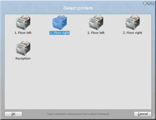 Printer selection menu