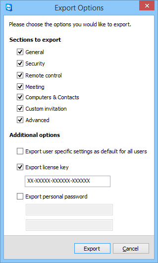 TeamViewer settings export