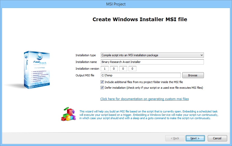 Avast MSI installation properties