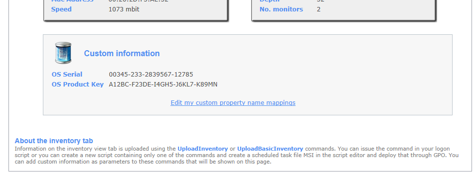 Inventory with OS Serial no and Product key