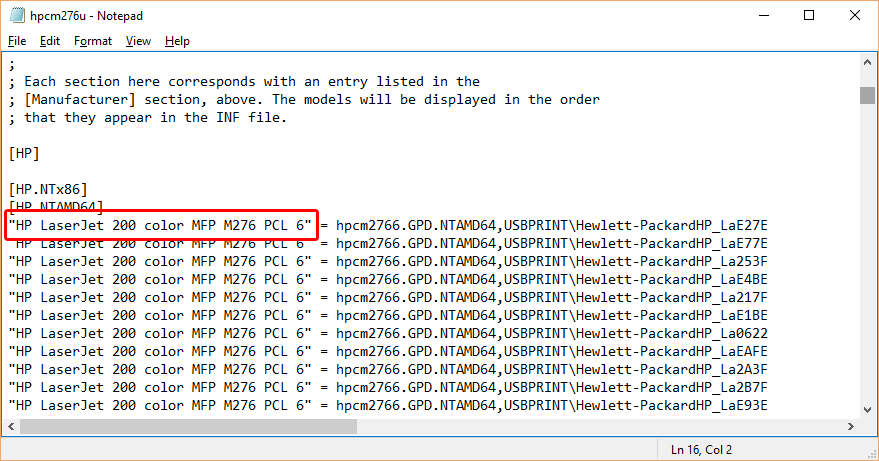 IP Printer inf file