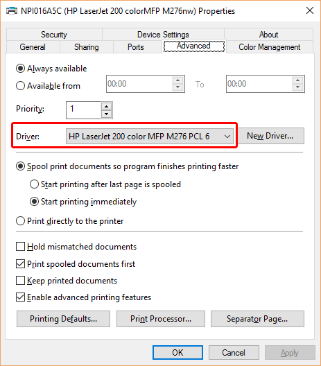 IP printer driver