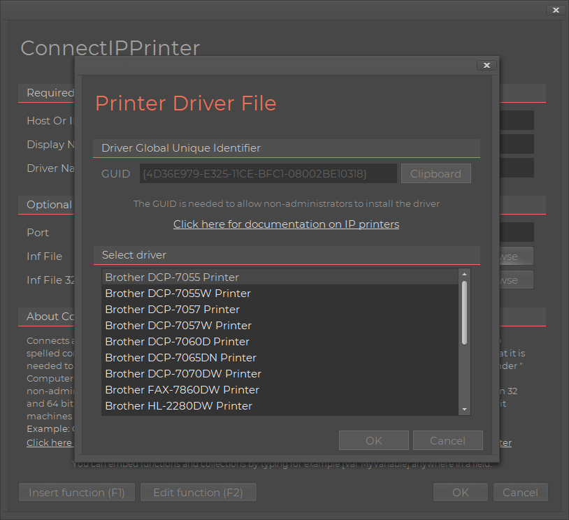 Connecting IP printers