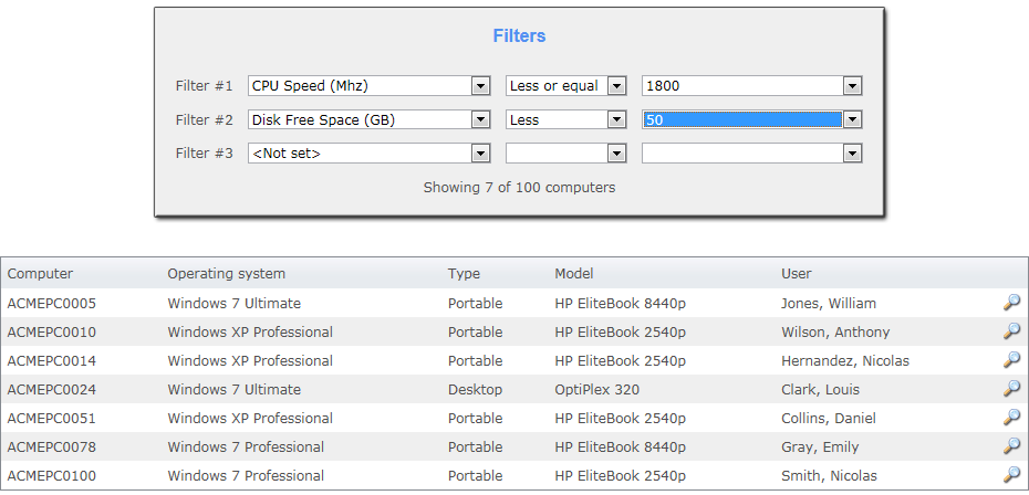 Inventory filter