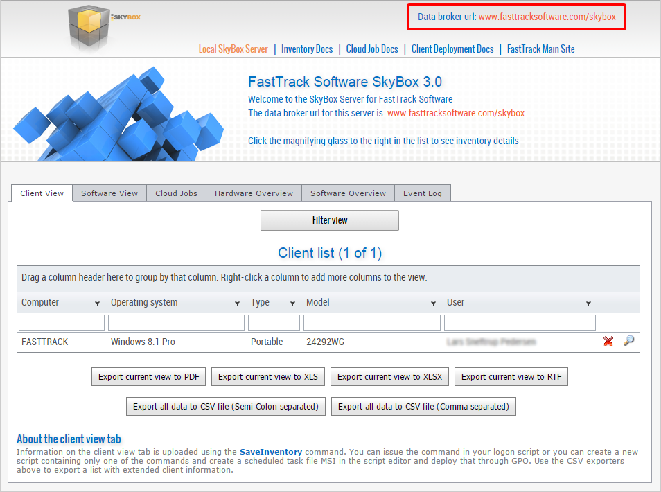 Inventory Server web site