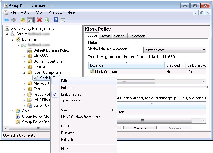 Editing a group policy