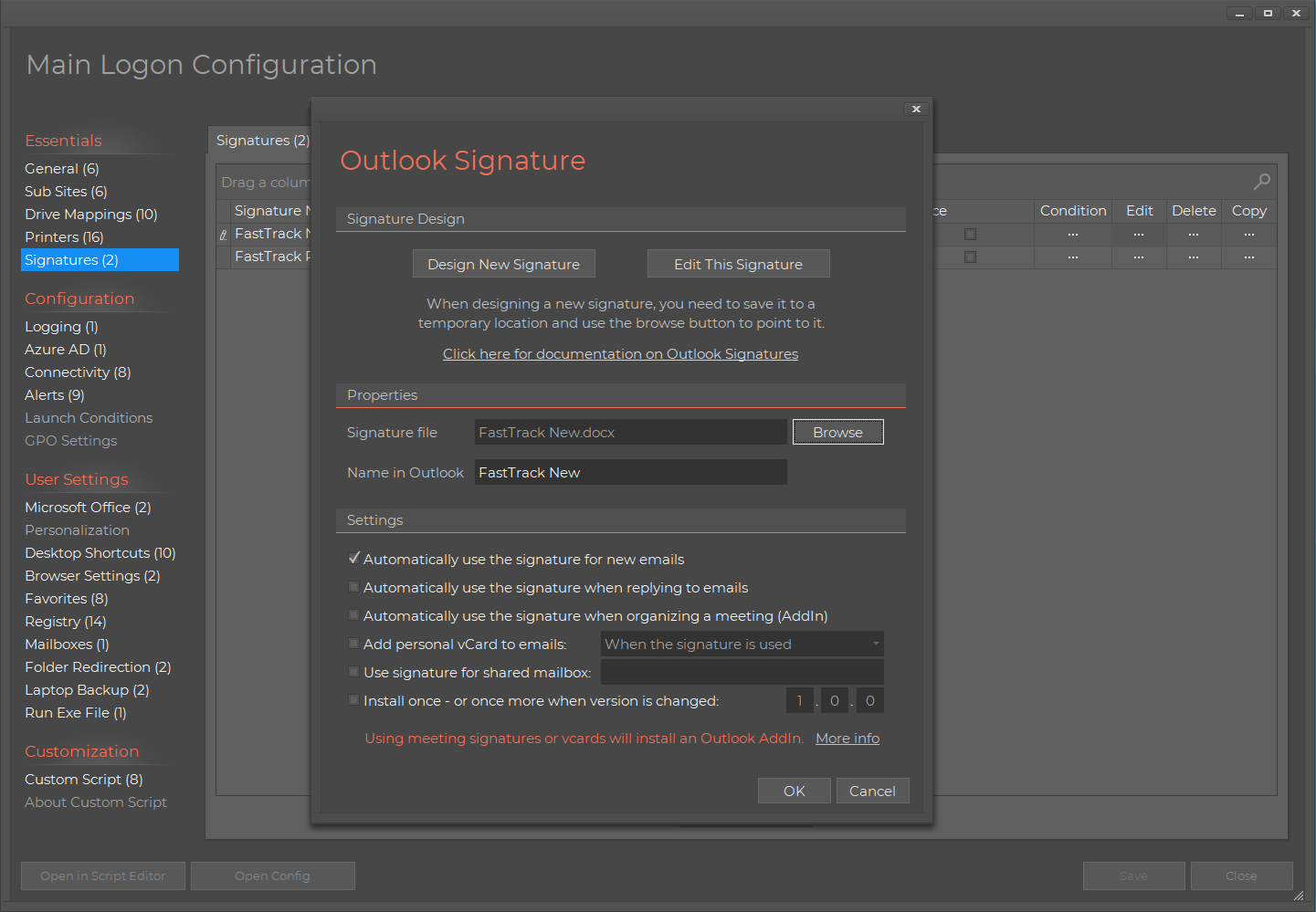 Microsoft Outlook Signature Deployment