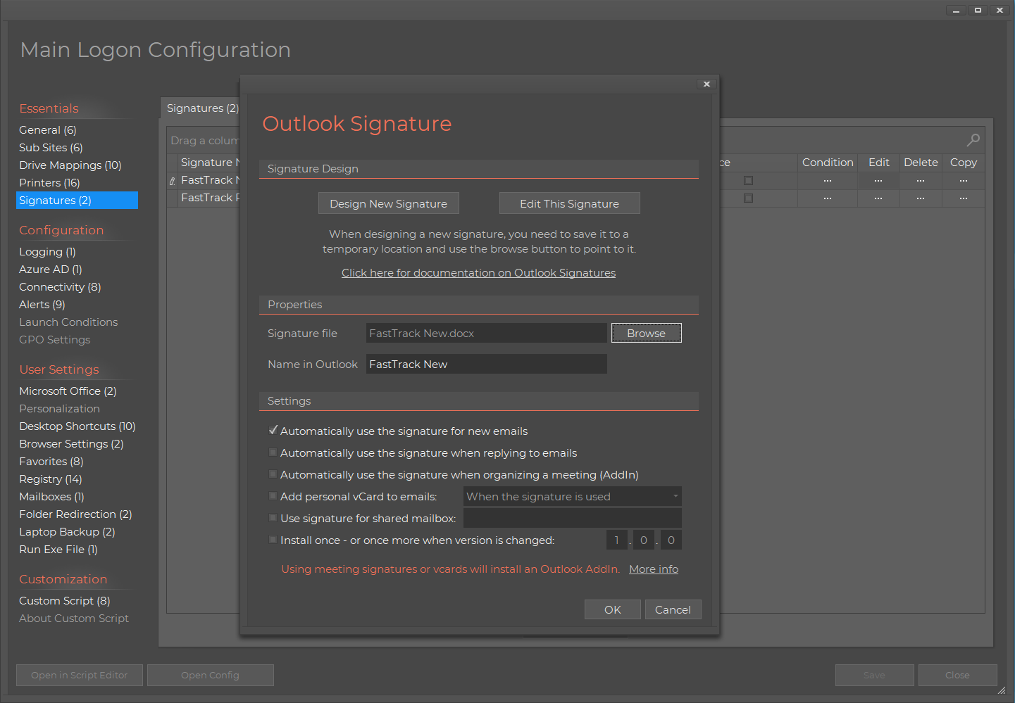 Home Screen Logon Script Outlook Signature