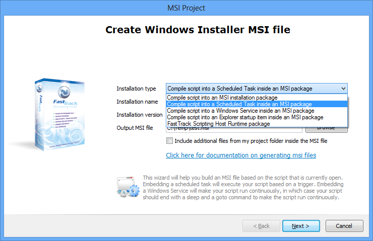 MSI installation types