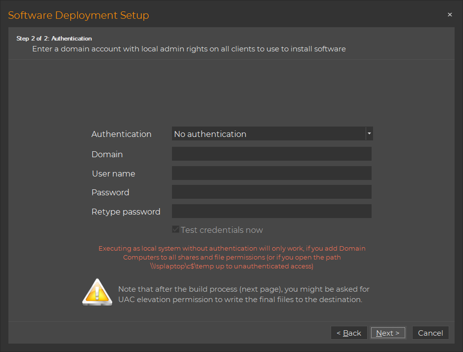 Software Deployment Credentials