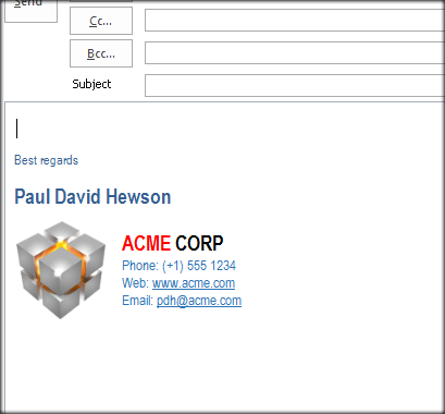 Microsoft Outlook Acme Signature