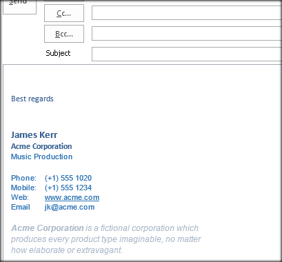 Microsoft Outlook Acme Signature