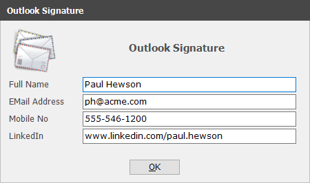 Microsoft Outlook Signature designer