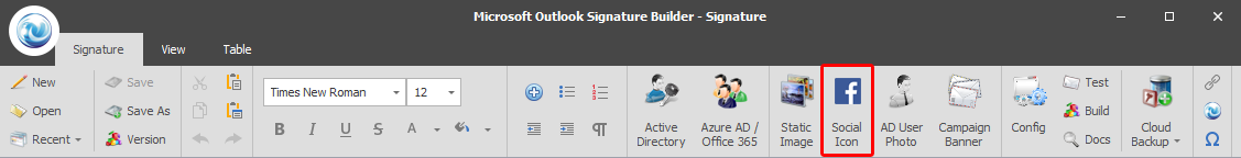 Microsoft Outlook Signature - Social Media Icons